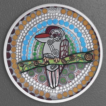 Silbermünze 2oz "Kookaburra Kaa Kaa" 2024 (AF/koloriert) (Australien)