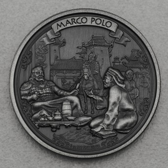 Silbermünze 2oz "Marco Polo 2015" (Niue) Antique Finish High Relief