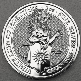 Silbermünze 2oz "White Lion of Mortimer" 2020 The Queen's Beasts (Großbritannien)
