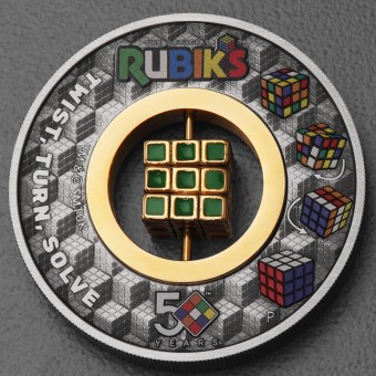 Silbermünze 2oz "Rubik's™ Cube" 2024 (AF/koloriert) 50th Anniversary (Tuvalu)