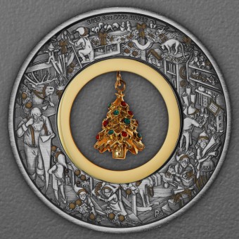 Silbermünze 2oz "Santa's Workshop" 2025 (AF/koloriert/vergoldet) (Australien)