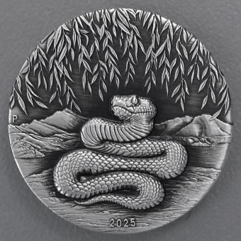 Silbermünze 2oz "Schlange" 2025 (AF) Lunar III – Year of the Snake (Australien)