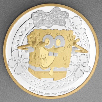 Silbermünze 2oz "SpongeBob Schwammkopf" 2024 (vergoldet) (Tuvalu)