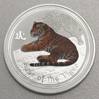 Silbermünze 2oz "Tiger" 2010 (koloriert) Lunar II – Year of the Tiger (Australien) diff.