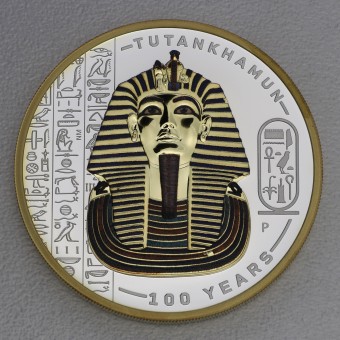 Silbermünze 2oz "Tutankhamun Discovery 100 Years" Polierte Platte/ Vergoldet