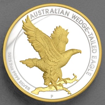 Silbermünze 2oz "Wedge-tailed Eagle" 2023 (PP/HR/vergoldet) (Australien)