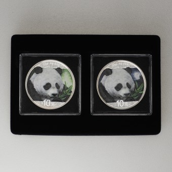 Silbermünze 2 x 30g "Panda" 2018 (koloriert) Set – 2-teilig Night & Day (China)