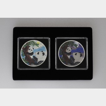 Silbermünze 2 x 30g "Panda" 2021 (koloriert) Set – 2-teilig Night & Day (China)