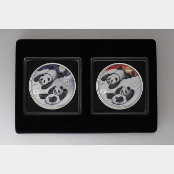 Silbermünze 2 x 30g "Panda" 2022 (koloriert) Set – 2-teilig Night & Day (China)