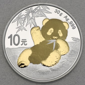 Silbermünze 30g "Panda" 2020 (vergoldet) (China)