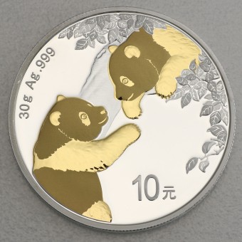 Silbermünze 30g "Panda" 2023 (vergoldet) (China)