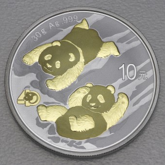 Silbermünze 30g "Panda" 2022 (vergoldet) (China)