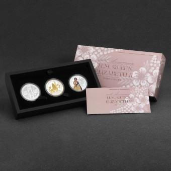 Silbermünze 3 x 1oz "H.M. Queen Elizabeth II 100th Anniversary" 2026 (PP/verg./kol.) Set – 3-teilig (Australien)