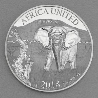 Silbermünze 3oz "Africa United Elefant" 2018 (Ivory Coast/Benin/Congo/Mali/Niger/Guinea)