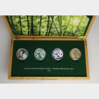 Silbermünzen 4 x 30g "Panda" 2021 Panda Prestige Set – 4-teilig (China)