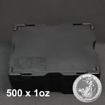 Silbermünze 500 x 1oz "Britannia" aktueller Jahrgang Masterbox 19% (Großbritannien)
