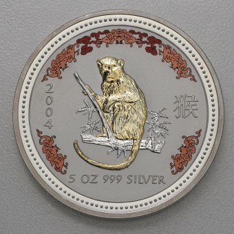 Silbermünze 5oz "2004 Affe color.+gilded" Lunar I 