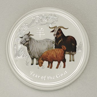 Silbermünze 5oz "Ziege" 2015 (koloriert) Lunar II – Year of the Goat (Australien)