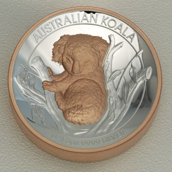 Silbermünze 5oz "Australian Koala" 2021 (PP/HR) Pink-Gold Gilded
