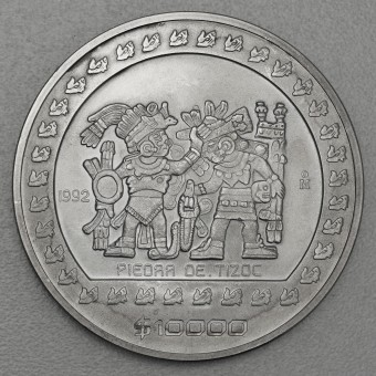 Silbermünze 5oz "Azteken/Tizoc 1992" Mexiko "Präkolumbische Kulturen"