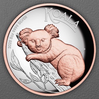 Silbermünze 5oz "Koala" 2025 (PP/HR/rosévergoldet) (Australien)