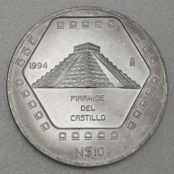 Silbermünze 5oz "Maya/Pyramide Castillo 1994" Mexiko "Präkolumbische Kulturen"