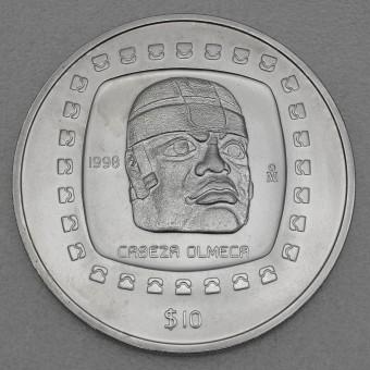 Silbermünze 5oz "Steinkopf"1998 Präkolumbische Kulturen – Olmeken (Mexiko)