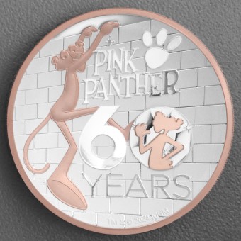 Silbermünze 5oz "Pink Panther" 2024 (PP/HR/rosévergoldet) 60th Anniversary (Tuvalu)