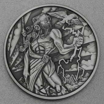 Silbermünze 5oz "Zeus 2021" Antique Finish "Gods of Olympus" Serie