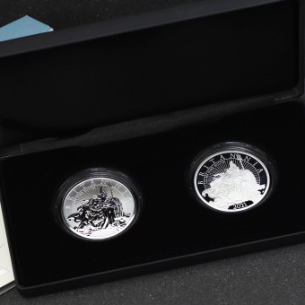 Silbermünze "Britannia 2021 - 2 Coin Set" (PP) 1oz Proof + 1oz Reverse Proof Silver Coin