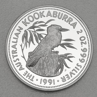 Silbermünze 2oz "Kookaburra - 1991" PROOF polierte Platte