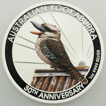 Silbermünze 1oz "Kookaburra" 2020 (koloriert) 30th Anniversary World Money Fair (Australien)