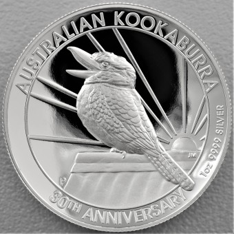 Silbermünze 1oz "Kookaburra 30 Jahre 2020" (PP/HR) 