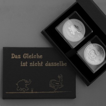 Silbermünzen 2x 1oz "Ottifant" & "Krügerrand" 2023 Set - "Das Gleiche ist nicht dasselbe"