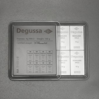 Silbertafel DEGUSSA (10x 10g Ag) "CombiBar" 