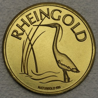 Flussgold-Medaille "Reiher am Fluss Rheingold" mit gravierbarer Rückseite