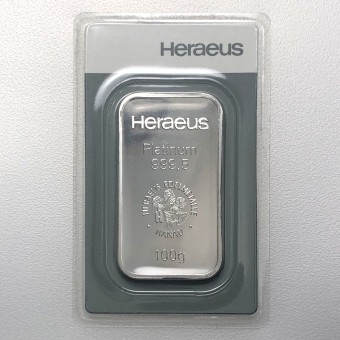 Platinbarren 100g Heraeus (999,5 Pt) 