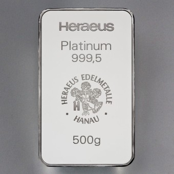 Platinbarren 500g Heraeus (999,5 Pt) 