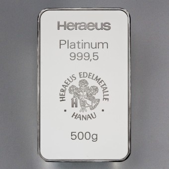 Platinbarren 500g HERAEUS (999,5 Pt) 