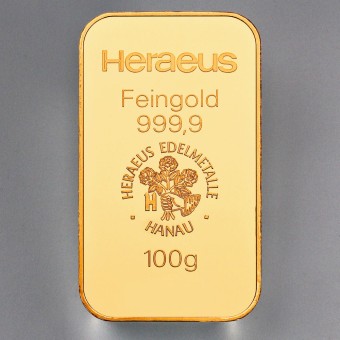 Goldbarren 100g HERAEUS - "Resale" 