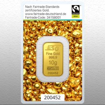 Goldbarren 10g "Fairtrade Gold" (999,9 Au),Blister 