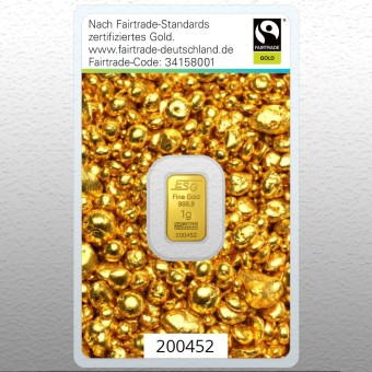 Goldbarren 1g "Fairtrade Gold" (999,9 Au), Blister 