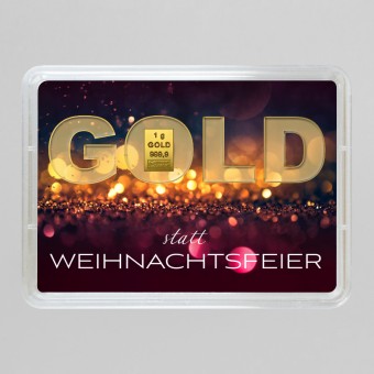 Goldbarren 1g "Gold statt Weihnachtsfeier" (Motivbox)