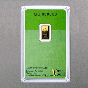 Goldbarren 1g "Green Gold" VALCAMBI (999,9 Au) 