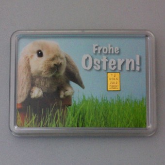 Goldbarren 1g "Osterhase/Frohe Ostern" (Motivbox) 