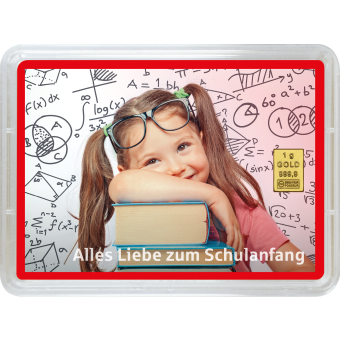 Goldbarren 1g "Schulanfang Mädchen" (Motivbox) 