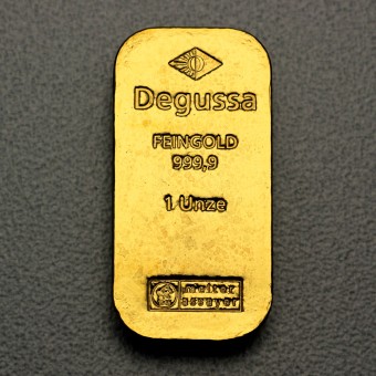 Goldbarren 1oz DEGUSSA, "Sargbarren H+M" 