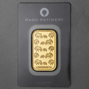 Goldbarren 1oz Rand Refinery "Elefanten-Motiv" 