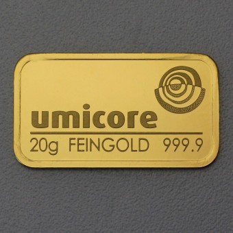 Goldbarren 20g UMICORE, geprägt 