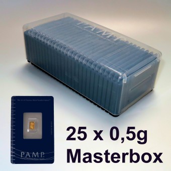 Goldbarren (25x 0,5g) "Fortuna" PAMP, Masterbox 